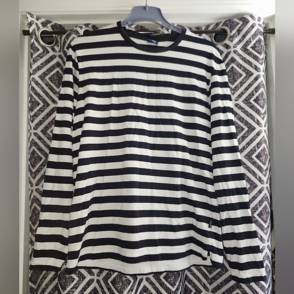 Black and White Striped Men's Shirt